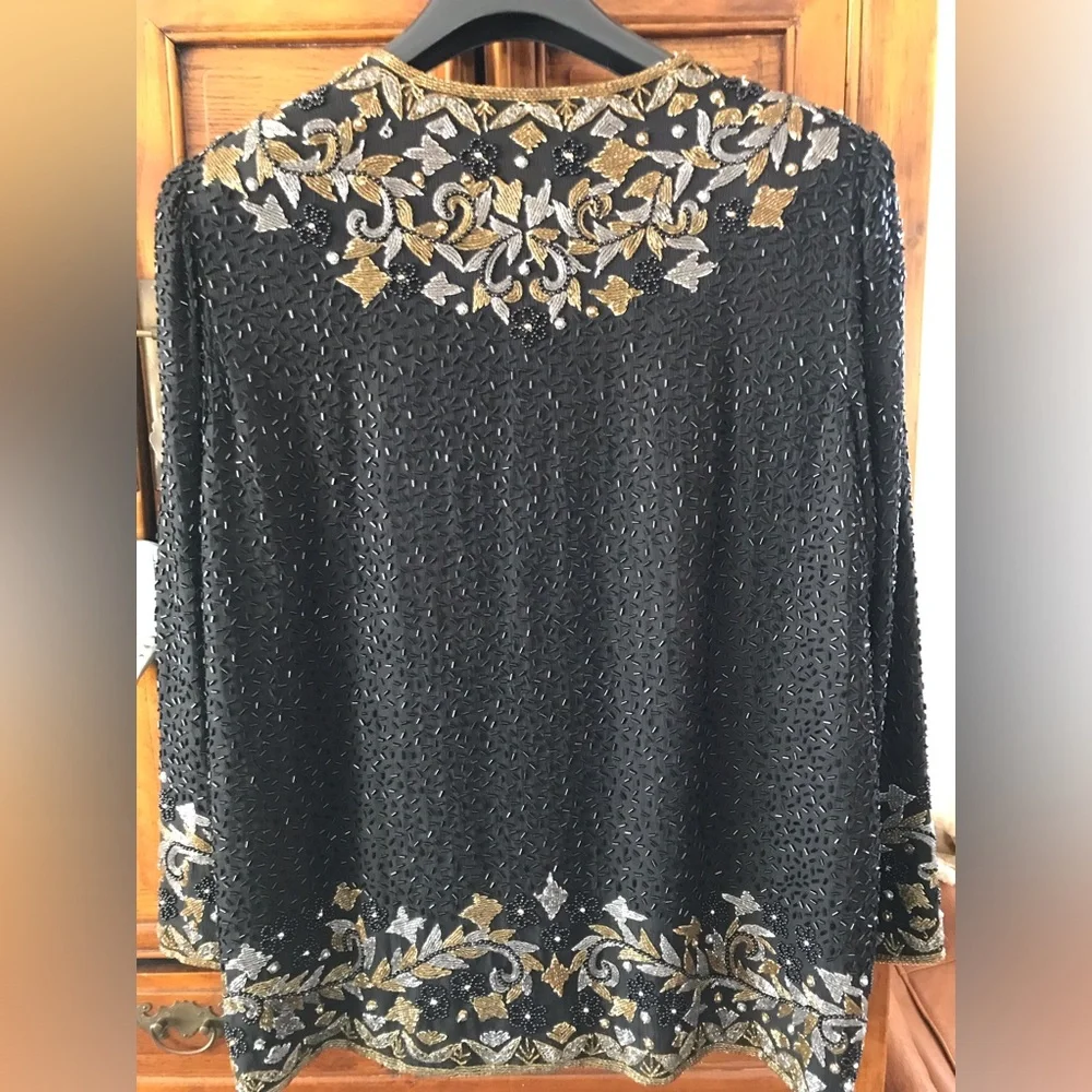 3 Elegant Black, Gold, Pewter and purple Embroidered beaded tops
Small, Med/XL - Picture 10 of 10